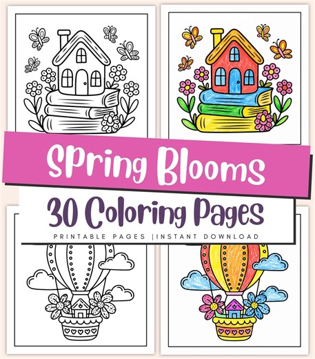 Springtime Coloring Pages for Kids & Adults – Flowers, Nature, Easy Relaxing Printables - Etsy