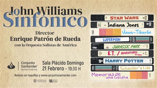 🎬✨ John Williams Sinfónico ✨🎻 La Orquesta Solistas de América rinde homenaje al genio detrás de las bandas sonoras más icónicas del cine 🍿 Escucha en vivo la banda sonora de Star Wars, Harry Potter, Jurassic Park, Schindler’s List y más, en un recorrido sinfónico lleno de emoción y grandeza cinematográfica 🎥🎶 ¡Vive una ejecución magistral dirigida por Enrique Patrón de Rueda! 📅 21 de febrero 🎟️ Boletos en: bit.ly/JSinfónico | Conjunto Santander