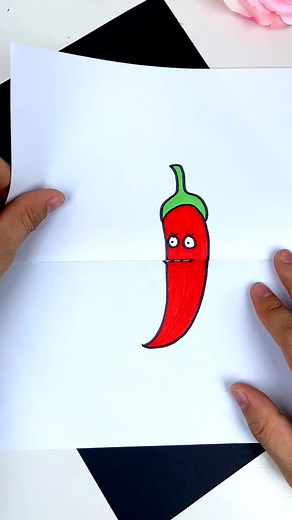 Let’s draw a simple drawing of an angry pepper spitting fire! Collapse the previous expression. #handmade #origami #tutorial #diy #parentchild #kidsactivities #fun paper craft | paper craft