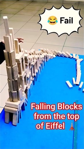 Watch Jenga Blocks Fall from the Eiffel Tower! 🗼 Jenga Chain #jenga #shorts #dominoesfalling