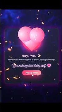 Romantic Heart Animation with HTML CSS JavaScript 💖 | Creative Coding #shorts #reels #crush