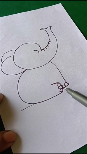 Elephant line Drawing #ytshorts