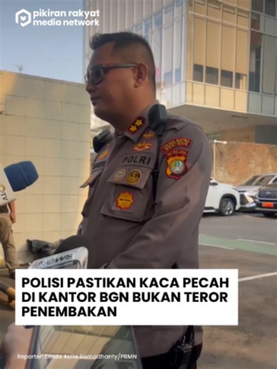 Polisi Pastikan Kaca Pecah di Kantor BGN Bukan Teror Penembakan Polisi memastikan satu petak kaca yang pecah di dinding gedung Badan Gizi Nasional (BGN), Jalan Kebon Sirih, Jakarta Pusat, bukan dikarenakan aksi penembakan, Kamis 9 Juli 2026.