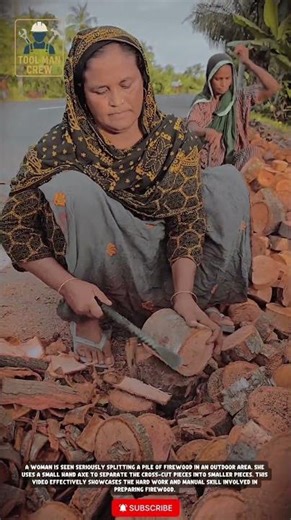 TOUGH WOMAN! Using Traditional Tools to Quickly Split Firewood #workers #tools