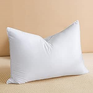 Goose Feather Down Pillow Standard Size, Luxury Soft Feather Pillow for Sleeping, Smooth Down-Proof Fabric, Hotel Collection Bed Pillow Surround Fill Polyester (White, 20"x26")