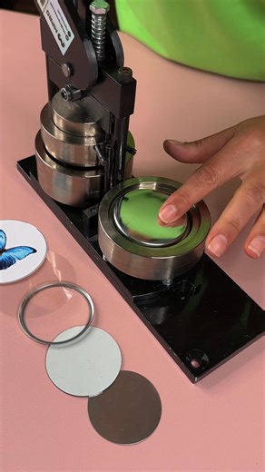 Custom mirror made with MPRO 2.25" Manual Press This machine is perfect for mirrors, pins, bottle openers, magnets and keychains | MPRO