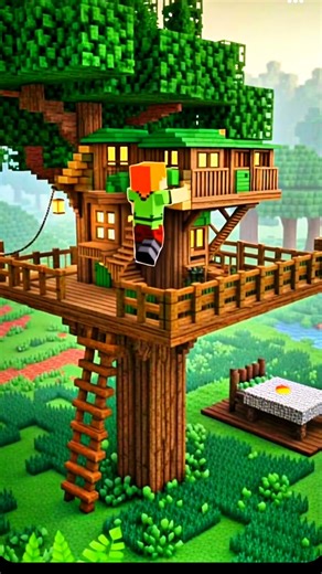 Minecraft Tree Building 🌲 🏫😁 #minecraft #video #viral