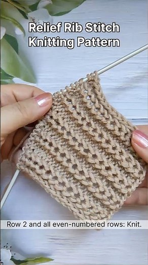 Relief Rib Stitch Knitting Pattern #knittingdesign #knitting #knittingpattern #knitstitch