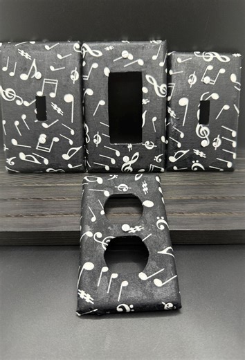 Oversized/standard Black & White Switch Plate Overs, Black/white Musical Switch/outlet Plate Covers - Etsy