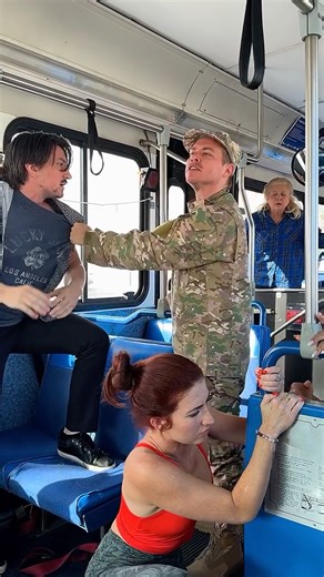 Solider on bus steps in! | Grant Happiness