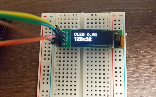 Arduino UNO使用 SSD1306 128x32 0.91寸 OLED 显示屏幕 I2C