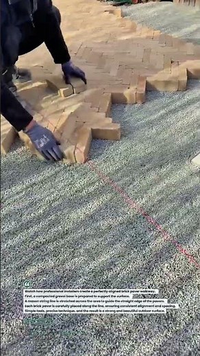 Perfect Brick Paver Alignment with String Line #PaverInstallation #Masonry #Construction