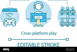 Cross platform play, online gaming concept icon. Server connection, internet multiplayer idea thin line illustration. Esports, video game competition Stock Vector Image & Art - Alamy