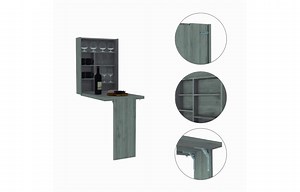 Huluwat 6.8 in. L Rectangle Gray Wood Top Wall Mounted Folding Bar Tables (Set of 1) S-91997