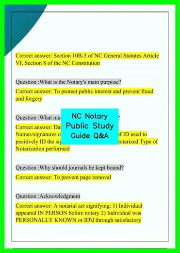 NC Notary Public Study Guide Q&A video