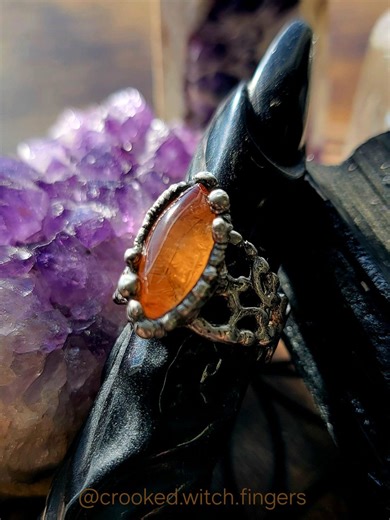 Citrine Dragon's Eye Adjustable Tiffany Technique Ring One of a Kind Handmade Gift for Witches Witchy Jewelry Gift Stone of ABUNDANCE - Etsy