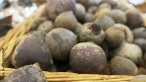 beets in a container in a supermarket, background. view from above.