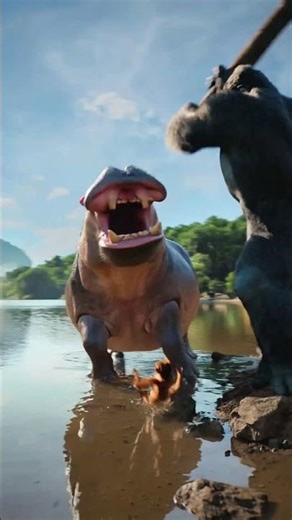 Gorilla vs. Hippo: Unbelievable Rescue of a Monkey! 🦍🐗