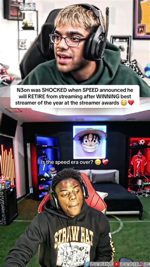 N3on was SHOCKED when SPEED announced he will RETIRE from streaming after WINNING best streamer of the year at the streamer awards 😳💔 #n3on #viral #speed #trending #fyp