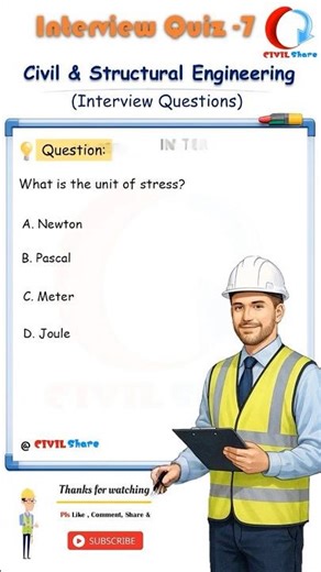 Unit of Stress Explained | Physics & Engineering MCQ |CIVIL Share #CivilEngineering #shorts |7|