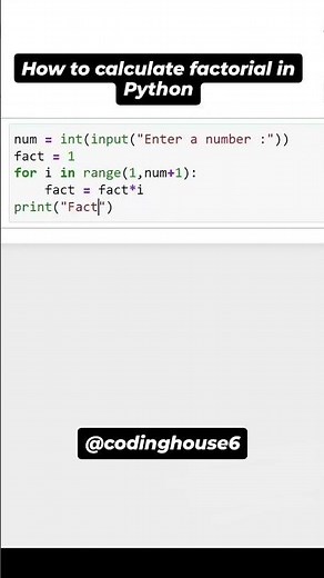 How to Calculate Factorial of a Number in Python #Python #Factorial #PythonProgramming #coding