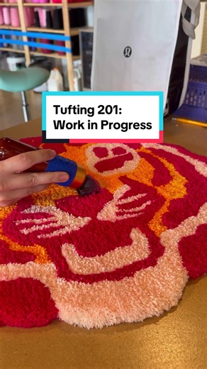 Finished the Tuft House 201 workshop this past weekend. 12 hours later… 🐯 Stretched my canvas 🐯 Tufted my tiger design 🐯 Managed to puncture a hole in it 😭 🐯 Glued and finished the backing 🐯 Eryn successfully patched my hole! 🐯 Trimmed and sculpted And still a work in progress! Going back to Tuft House LA to finish trimming 😅 #artistsoftiktok #tuftingrugs #tuftingart #tufting #tuftingmachine #tufttheworld #tufthousela #tigerartwork #tigerart #tiger🐅