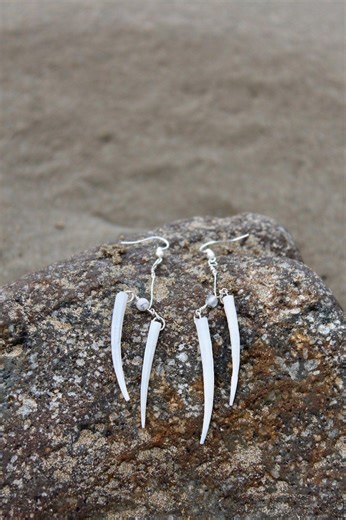 Japanese Tusk Shell Earrings - Etsy