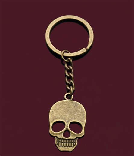 Skeleton Skull Bone Keychain Bronze Gothic Charm - Etsy