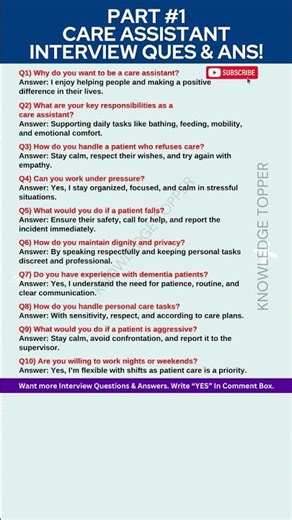 Care Assistant Interview Questions and Interview - Part #1