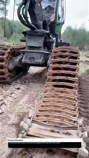 Extreme Forestry Machine in Action | Automatic Track Installation on Heavy Harvester.