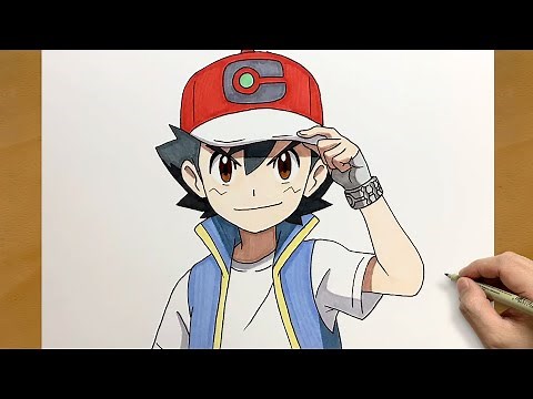 How to Draw Ash Ketchum from Pokémon || Easy Anime Sketch || Step by Step Drawing