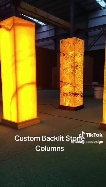 Custom Backlit Stone Columns 12