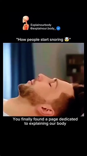 Explainourbody on Instagram: "😳 Ever wondered why people suddenly start snoring? What sounds like “just noise” is actually a full science happening inside your throat! 😴💨 Here’s what really causes snoring: • When you sleep, your throat muscles relax • The airway becomes narrower than normal • Air pushes through this tight space • The soft tissues begin to vibrate • That vibration becomes the loud snoring sound you hear! 😮💤 Snoring gets louder when: • You sleep on your back • You’re extremel