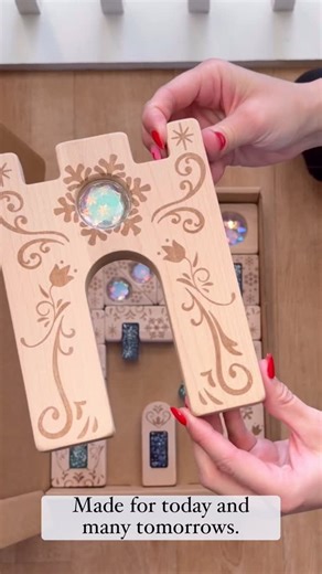 Hello Sugarhouse on Instagram: "Winter, carved into timber ❄️ Our Winter Timber Block Set is here. Hand-engraved hardwood, gem-filled windows, and endless open-ended play. She will be on the site Jan 28th 10am MST #Learningthroughplay #playlearngrow #invitationtoplay #openendedplay #montessori"