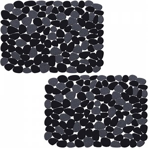 Bligli Pebble Sink Mat 2-Pack - PVC Kitchen Protector for Stainless Steel/Ceramic, Dish Drying Mat for Dishes, 15.7" x 11.8", Black