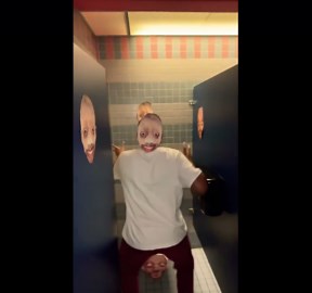 Bathroom Prank with Creepy Masks