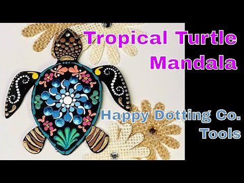 Tropical Turtle Mandala on Wood Shape ~ Sea Turtle Art by Miranda Pitrone ~ Dollar Tree Wood Cutout
