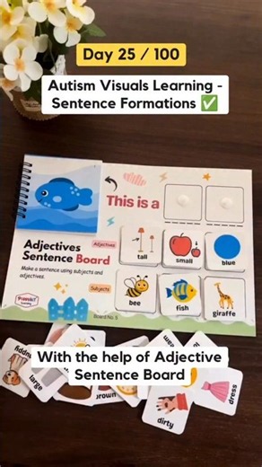 Day 25/100 The Easiest Way to Teach Sentence Formation with Adjectives to Autism Kids #AutismSupport