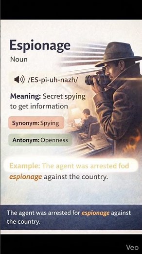 Espionage Explained Simply #englishvocabmastery #englishlanguage #english #vocabs #englishlearning