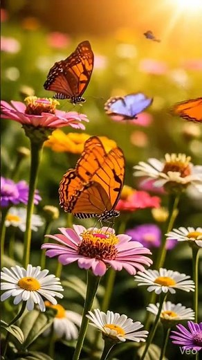 Beautiful Colorful Butterflies Flying in a Dreamy Flower Garden 🦋 | Relaxing Nature Video 🌸
