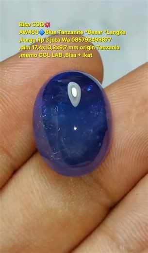 Bisa COD💥AW453🔷️Blue Tanzanite *Besar *Langka ,harga Rp 3 juta Wa 085792493877,dim 17,4x13,2x9,7 mm