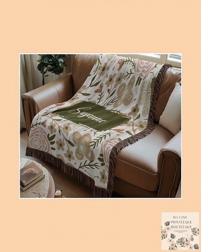 Personalized Floral Blankets, Custom Name Blankets, Woven Blankets, Flower Woven Blanket, Custom ...