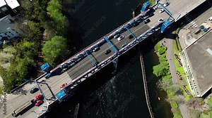 Seattle Aerial of Fremont Bridge and Ship Canal