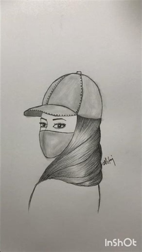 Drawing a girl wearing a cap and a face mask | #drawing