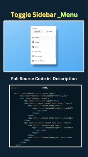 Responsive Sidebar with Light/Dark Mode (HTML, CSS & JS) #coding