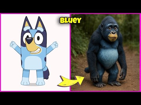 Bluey Characters As Gorillas #2 🦍🐩+ Guess The Voice & Song Quiz + Their Favorite Drinks & More
