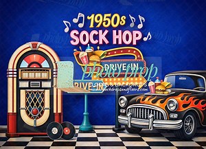 1950s Vintage Diner Photography Backdrop, Retro 50s Drive in Scene, Checkered Floor, Jukebox, Classic Car, Birthday Party, Sock Hop Dance - Etsy Canada