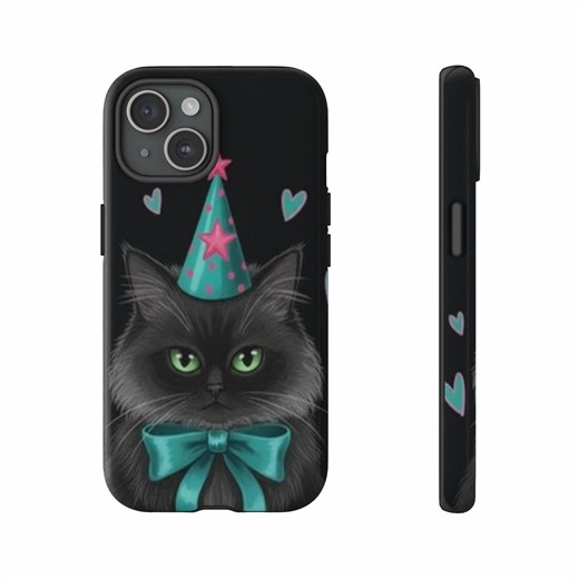 Party Cat Phone Cases, Cute Cat Art, Black Cat Birthday, Festive Celebration Design, Fun Phone Accessories, Gift for Cat Lover - Etsy