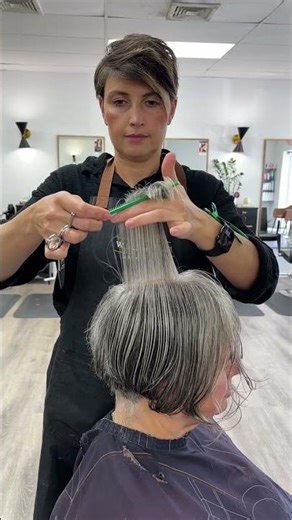 Watch this long pixie haircut transformation.