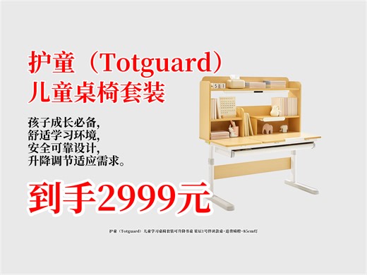护童（Totguard）儿童学习桌椅套装可升降书桌 星辰1号伴读款桌+追背椅橙+85cm灯